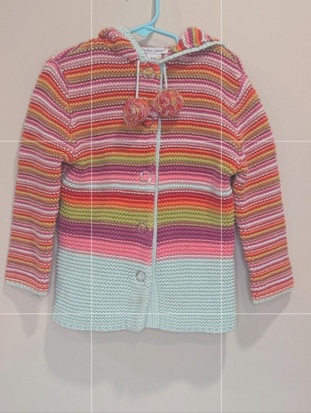 Cynthia Rowley Girls' Multicolor Striped Hooded Cardigan - Pink & Aqua